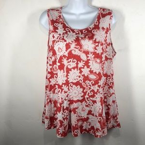 Per Seption Concept red peplum sleeveless blouse L